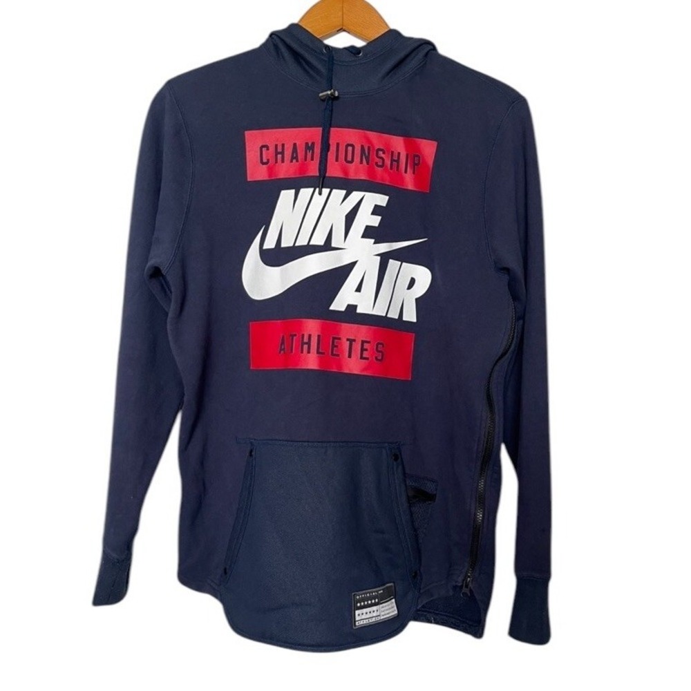 Nike Air Hoodie Blue Championship Athletes Pocket Side Zip 802638 USA MEN'S MED
